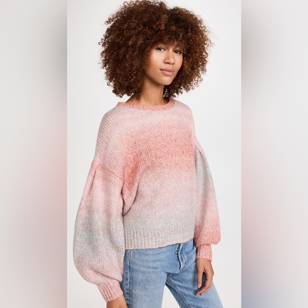 Z SUPPLY NWT L (12/14) Kersa ombre sweater in pink cedar balloon sleeve w wool